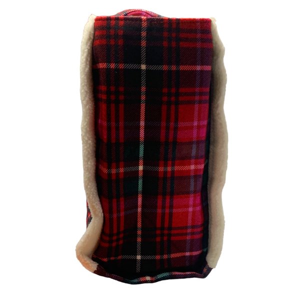 Victorias Secret Tartan Plaid‎ Fleece Trim Monogrammed Holiday Themed Tote - Picture 4 of 9